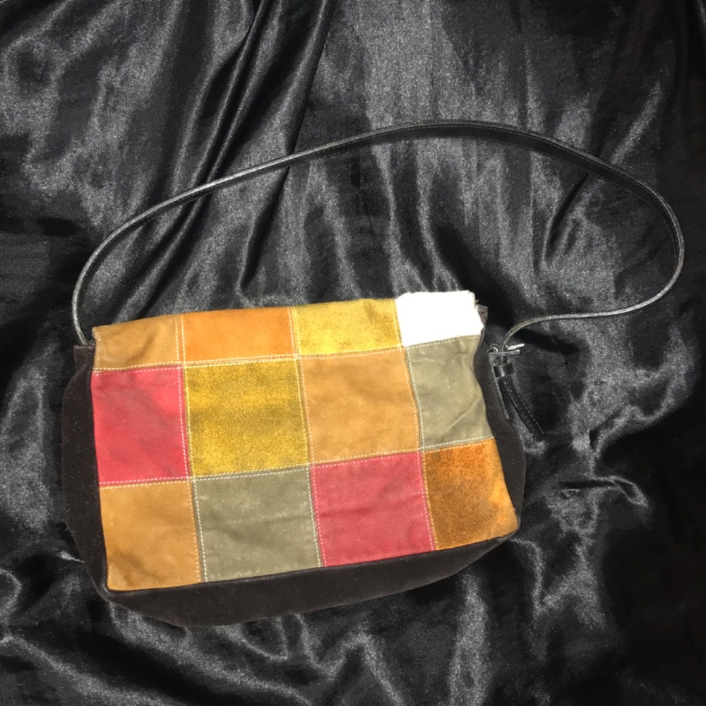 Suede and pony fur vintage shoulder bag - Picture 3 of 9